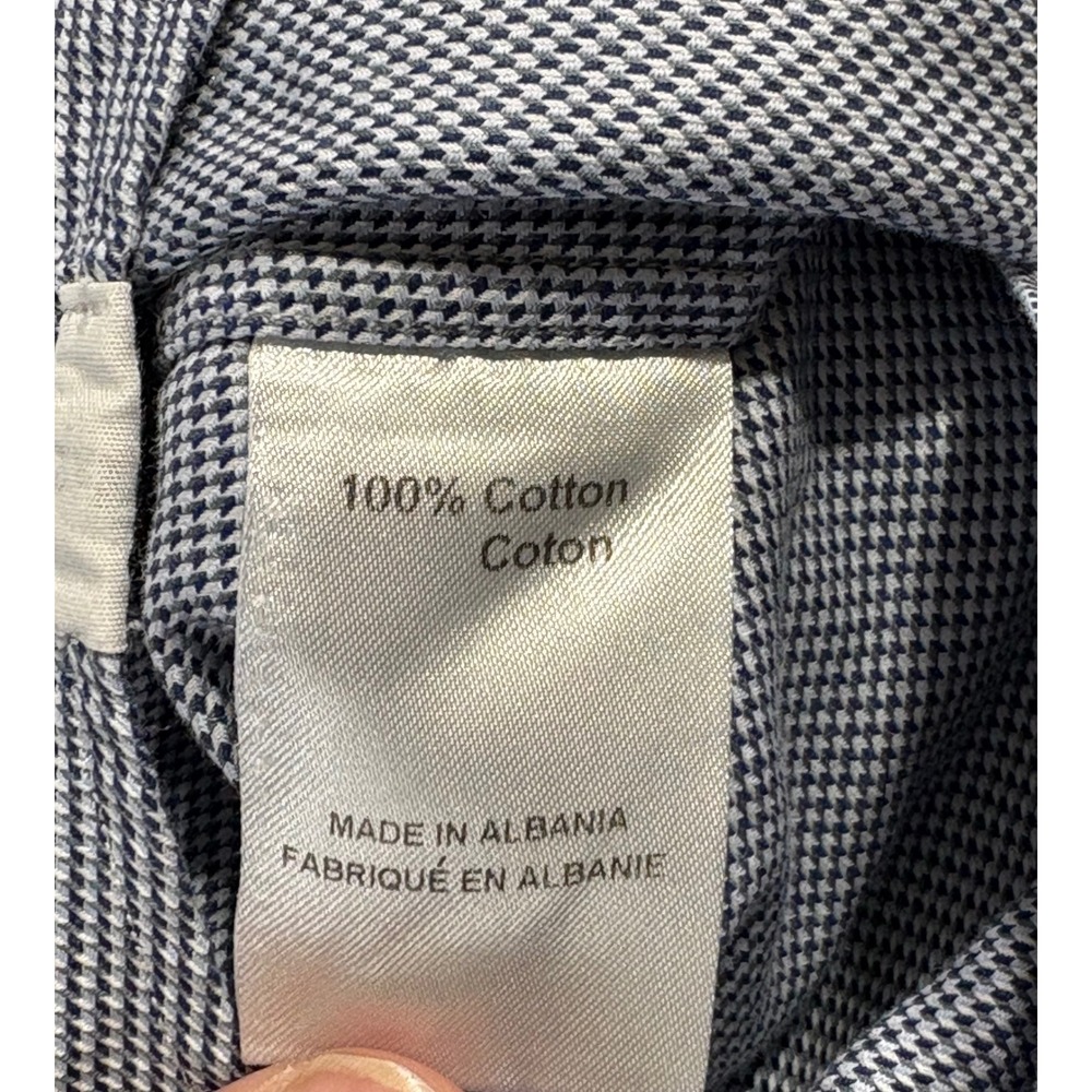 Saks Fifth Avenue Mens Blue White Micro Pattern Cotton Dress‎ Shirt 16.5 34/35 - Picture 3 of 5